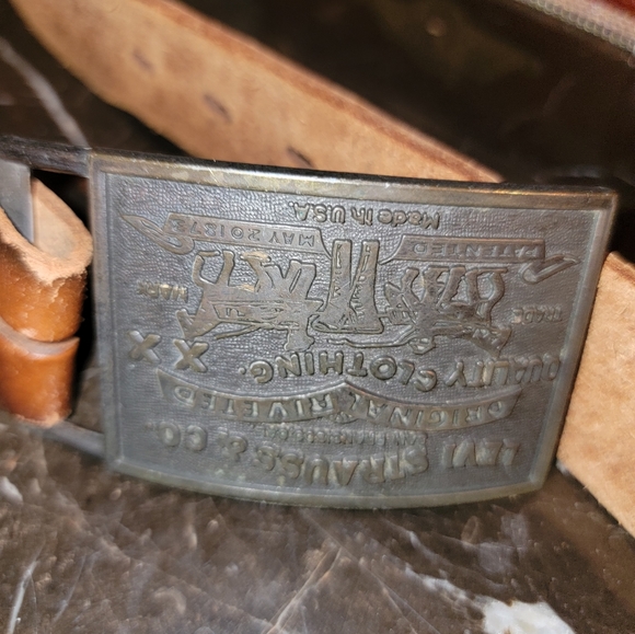 VINTAGE Tex made embossed GENUINE Leather Belt 32 Levi Buckle SNAP OFF western r - Picture 15 of 16